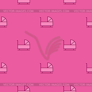 Seamless pattern of baby strollers. . Background - vector image