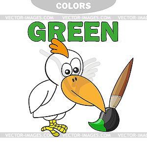 Learn colors- green. Coloring book page for - color vector clipart