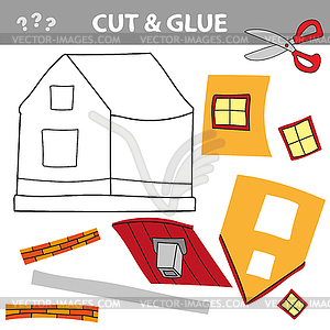 Cut ant glue. Paper game for kids. Simple kid - vector image