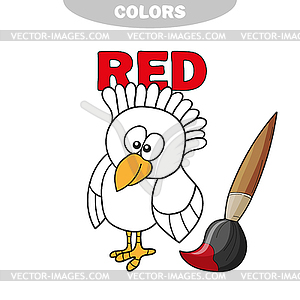 Coloring book - finny bird. Learn colors - vector clipart