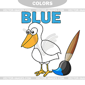 Coloring book - finny bird. Learn colors - vector image