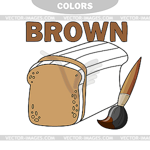 Cartoon outline bread - Learn colors. Brown color - vector clip art