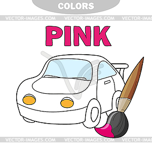 Learn colors. Coloring book with car. Page for - vector clip art