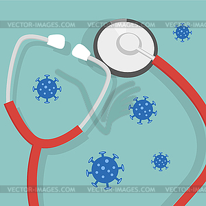 Stethoscope medical instrument icon. Outbreak - vector image