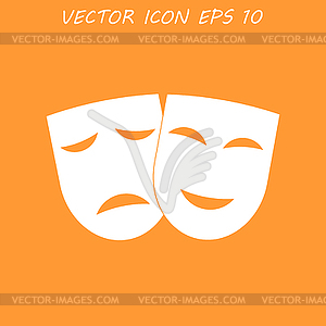 Theater icon with happy and sad masks - vector image