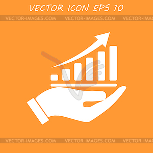 Значок диаграммы с рукой,. Плоский дизайн стиль - векторная иллюстрация