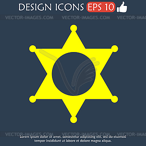 Sheriff star. Flat web icon or sign - vector clipart