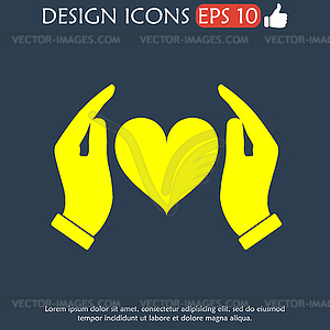 Icon - hands holding heart - vector clipart