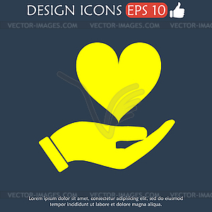 Icon - hands holding heart - vector image