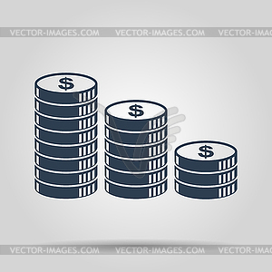 Stack of coins icon - color vector clipart