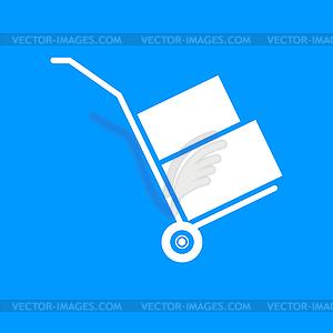Wheelbarrow for transportation of cargo, web icon - vector image