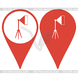 Map pointer. studio light icon - vector clipart