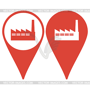 Map pointer. icon of factory - vector image