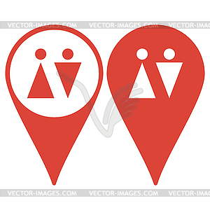 Map pointer. WC sign icon. Toilet symbol - vector image