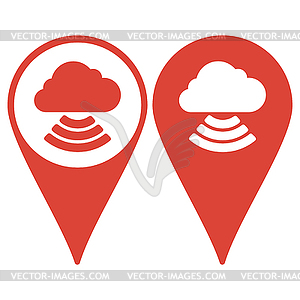 Map pointer. cloud icon,  - vector clipart