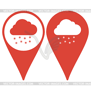 Map pointer. cloud rain icon - vector clip art