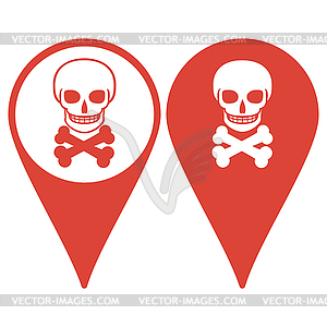 Map pointer. Skull icon  - vector clipart