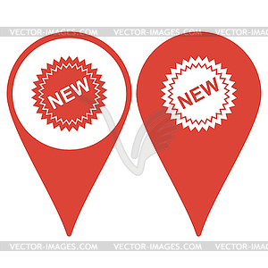 Map pointer. Flat New label icon, - vector clipart