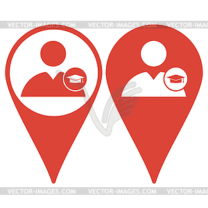 Map pointer. User icon Graduation cap - vector clipart