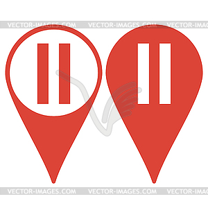 Map pointer. pause flat web icon - vector clipart