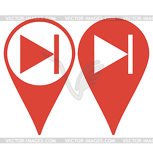 Map pointer. Glossy multimedia icon next track - vector image