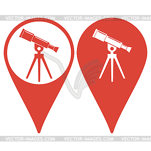 Map pointer. Telescope icon - vector clipart