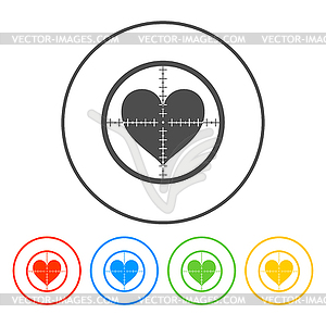 Crosshair icon with heart - vector EPS clipart