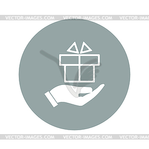 Hand and gift icon - royalty-free vector clipart