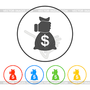 Pictograph of money in hand - color vector clipart