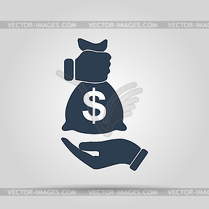 Pictograph of money in hand - vector image