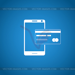 Кредитная карта и современный значок мобильного телефона - векторная иллюстрация