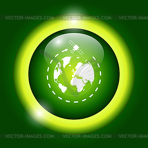 Globe symbol and satellites - vector clipart
