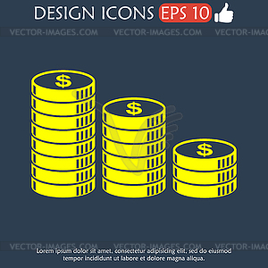 Stack of coins icon - vector image