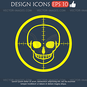 Crosshair icon with skull - vector clipart