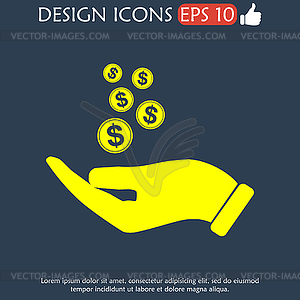 Pictograph of money in hand - vector clipart