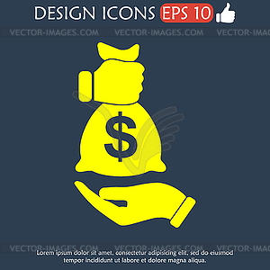 Pictograph of money in hand - vector clipart