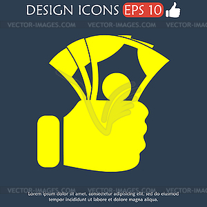 Hand holding money icon - vector clip art