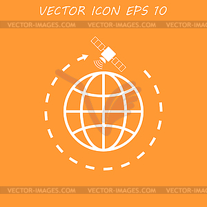 Globe symbol and satellites - vector image