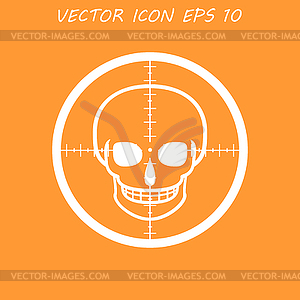 Crosshair icon with skull - vector clipart