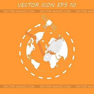 Globe symbol and satellites - vector image