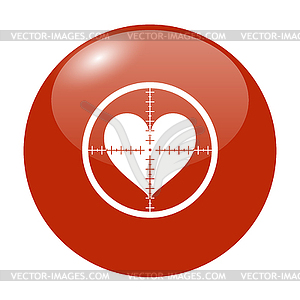 Crosshair icon with heart - vector image