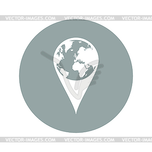 Pictograph of globe. Map pointer - vector image