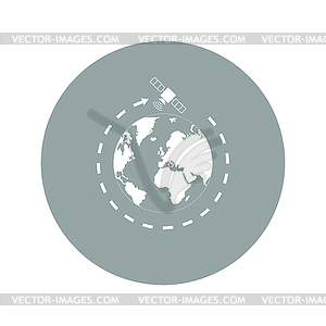 Globe symbol and satellites - vector image