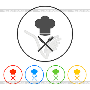 Chef hat with cutlery, - vector clip art