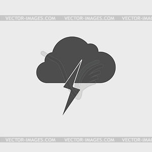 Lightning bolt weather flat line icon infographic - vector image