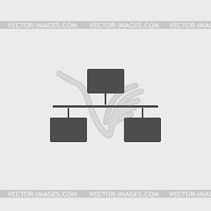 Local area network icon. Flat - white & black vector clipart