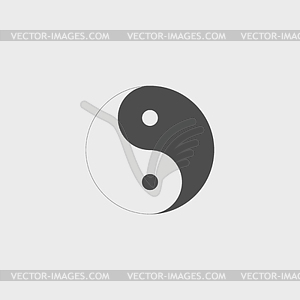 Yin Yang Symbol - Black and White  - vector image