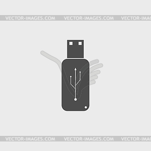USB икона - плоская кнопка - изображение векторного клипарта