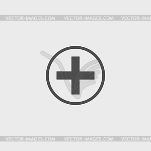 Medical sign in glossy button - vector image