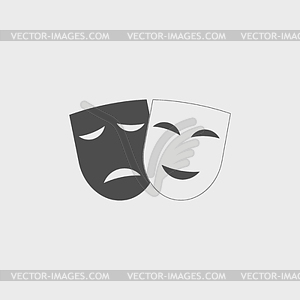 Theater icon with happy and sad masks - vector image